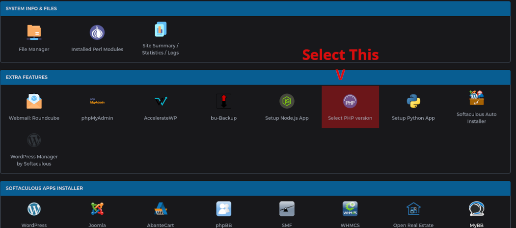 CloudLinux PHP Selector