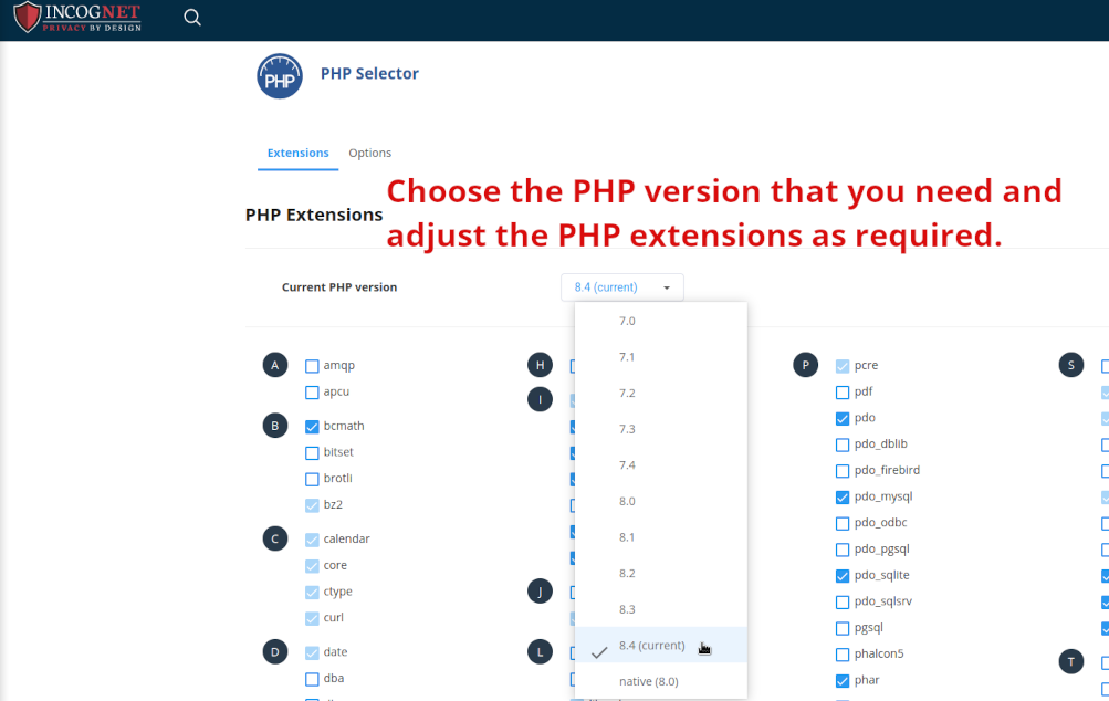 PHP Selector CloudLinux